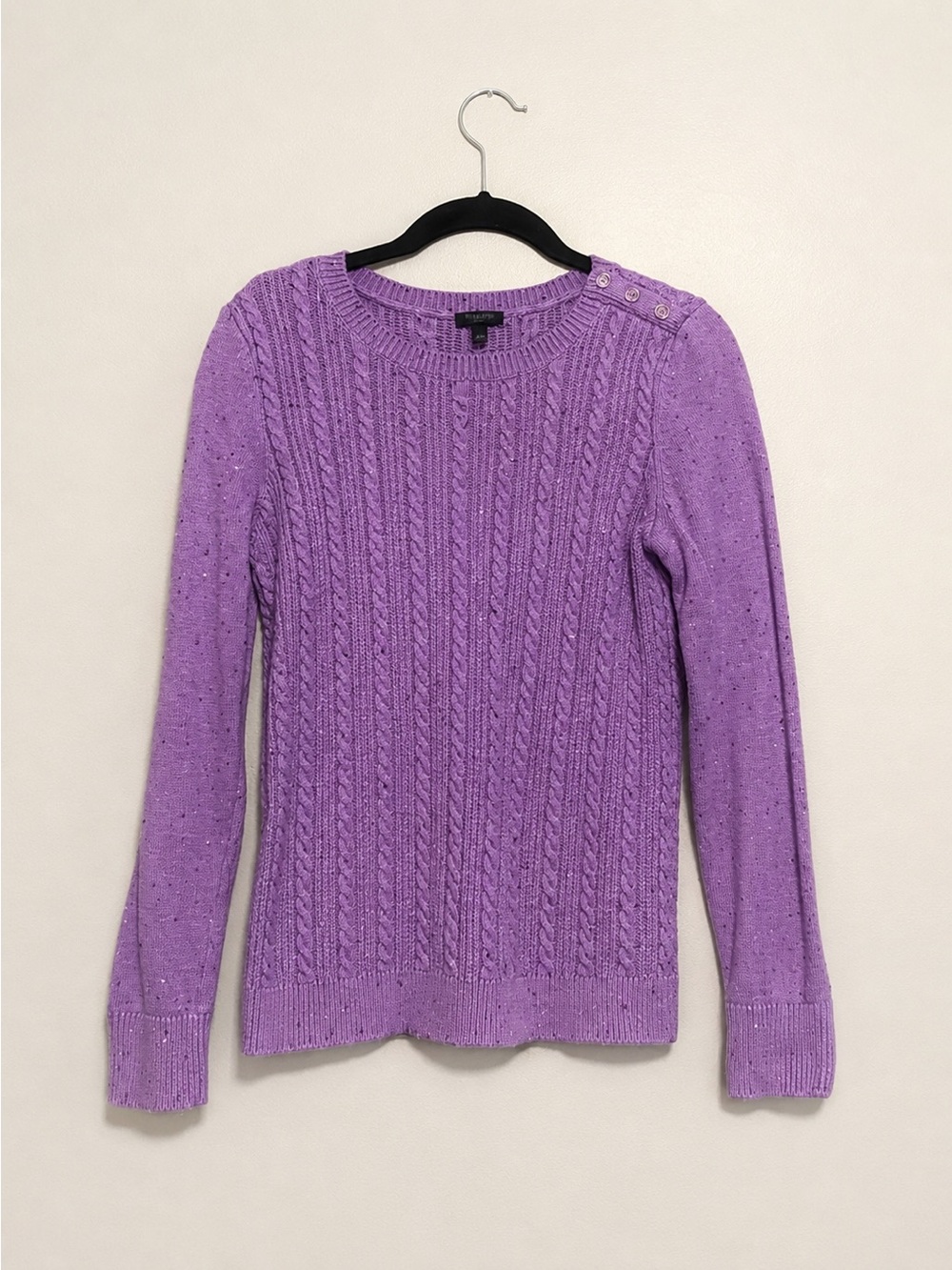 Talbots Purple Cable Knit Sweater Small Petite